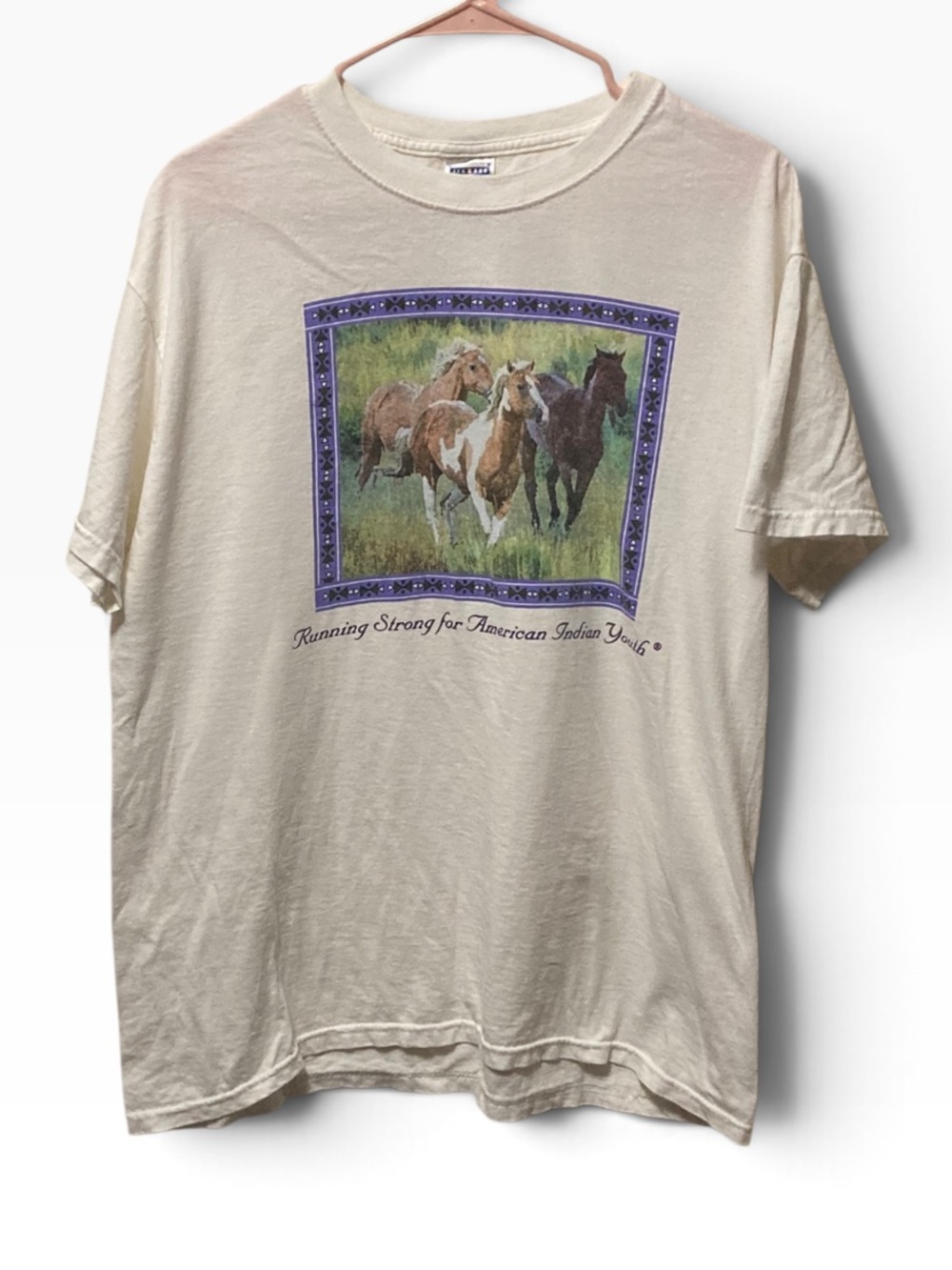Vintage Horses Running Strong for American Indian Youth Cream Graphic Tee